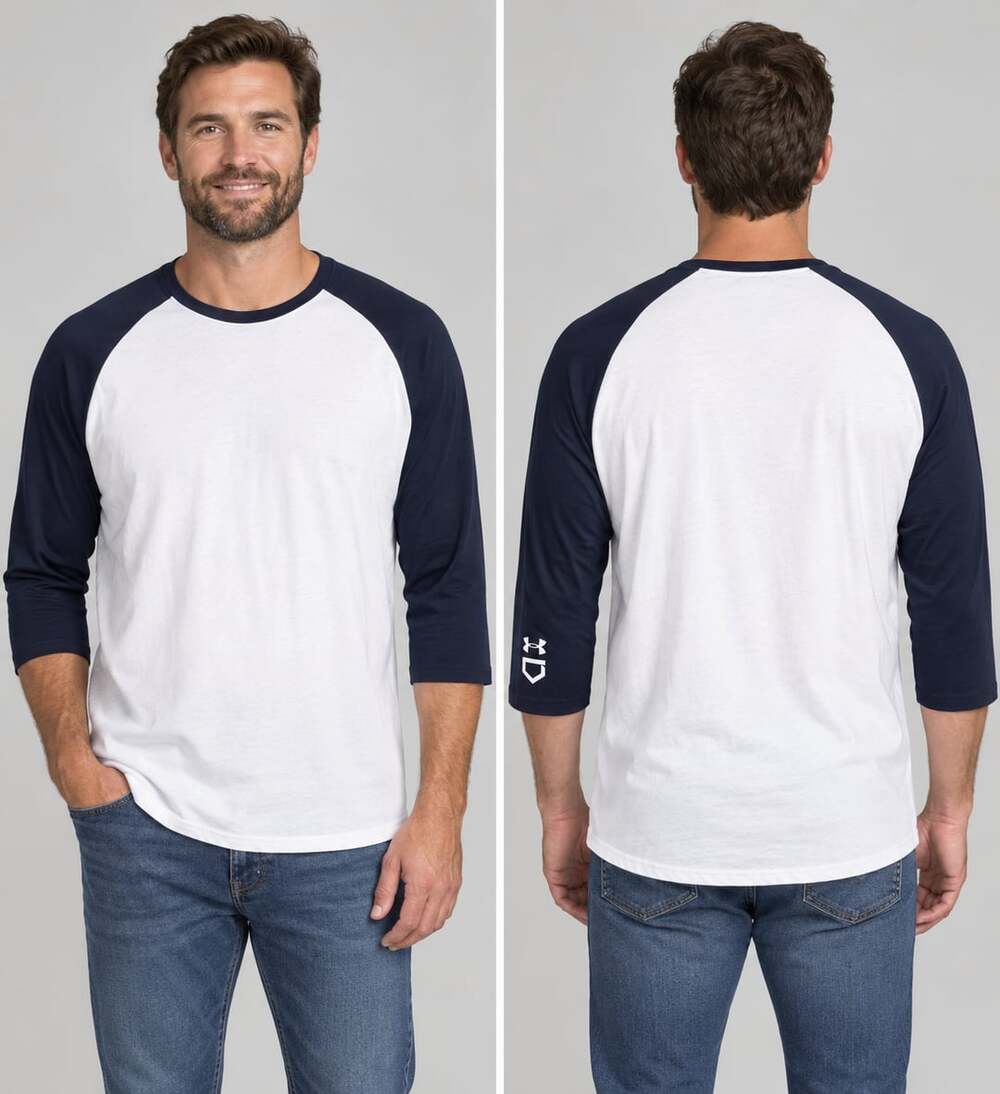 Under Armour 3/4 Sleeve Baseball Raglan Size L White Black